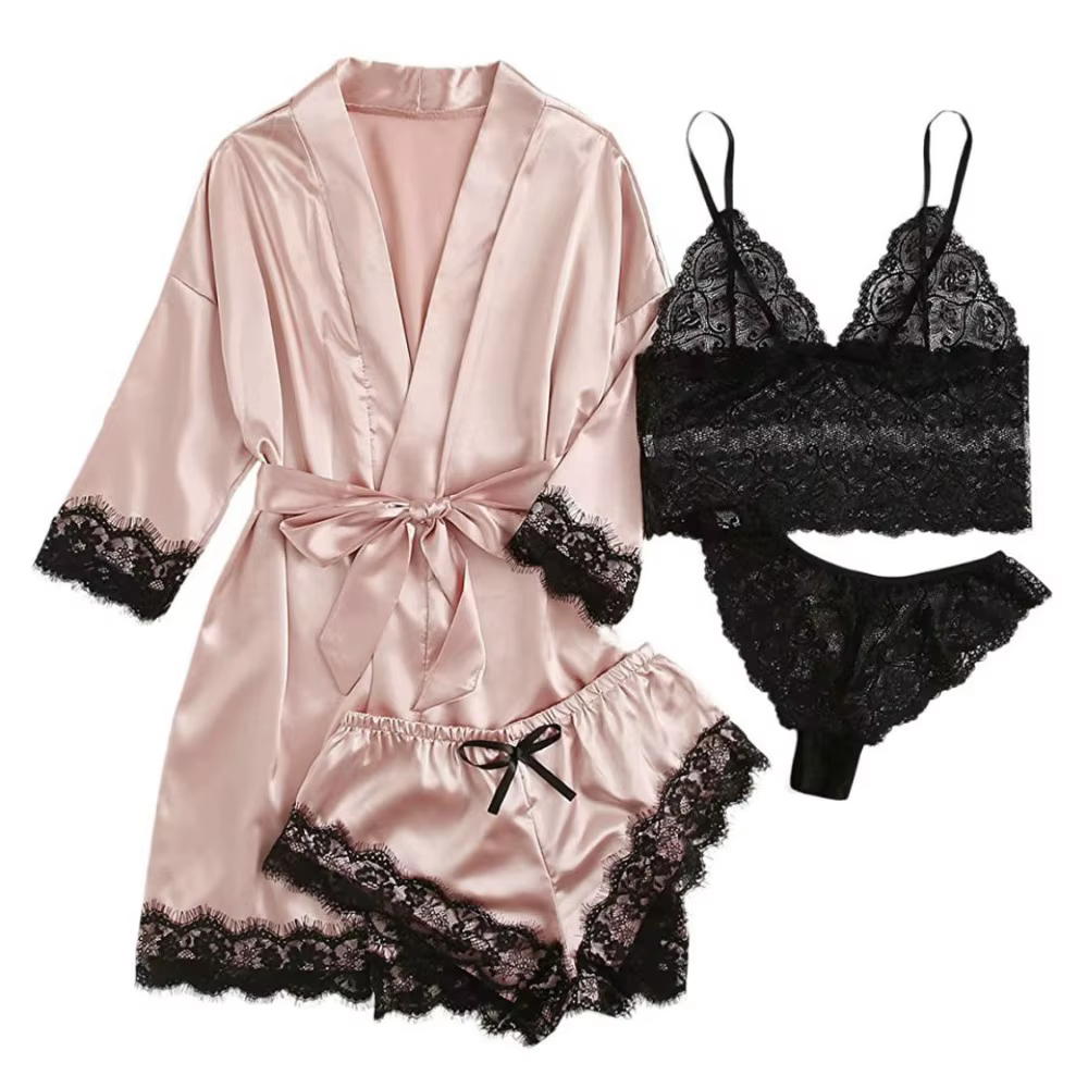 Pyjama en Satin élégant pour femmes, tenue de maison, col en v, culotte, short, Camisole, chemise de