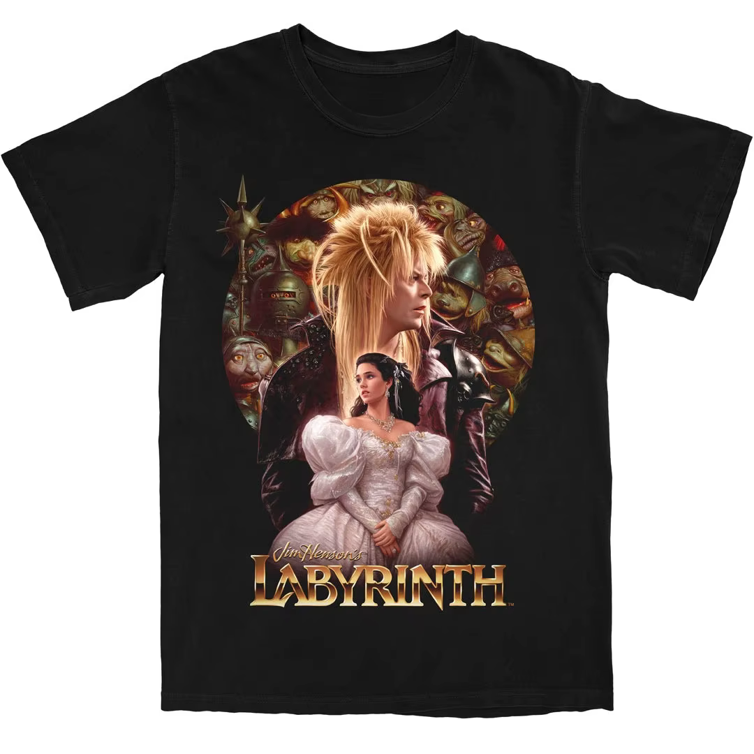 T-shirt en coton avec image du film fantastique Labyrinth Jareth Goblin King Sarah Williams, classiq