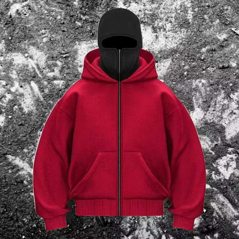Cagoule à capuche zippée pour homme, sweat-shirt chaud et décontracté, Y2K, avec masque facial à cap