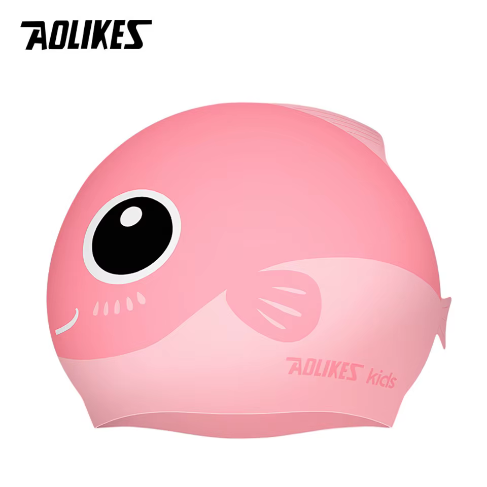 AOLIKES-Bonnet de natation imperméable pour enfants, protection des oreilles, cheveux longs, mignon,