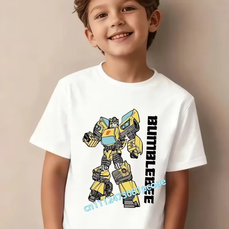 T-shirt imprimé dessin animé Transformers pour enfants, Optimus Prime, haut d'été polyvalent, respir