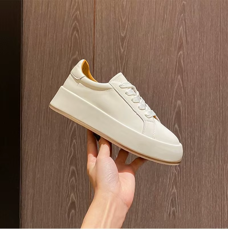 Chaussures en cuir véritable pour femmes, baskets à la mode, augmentant la hauteur, décontractées, p