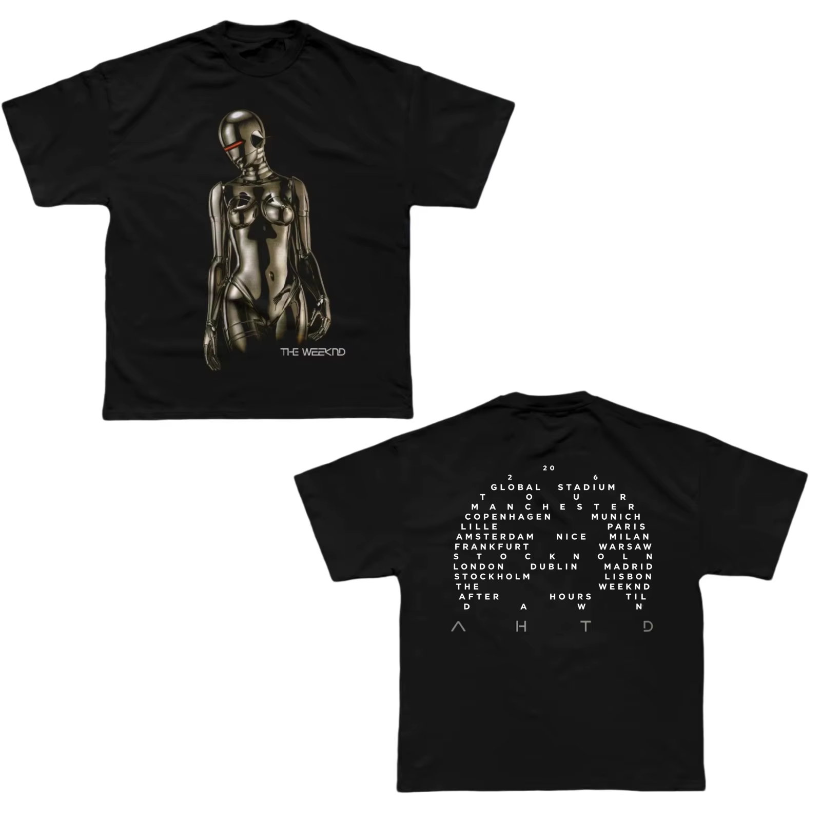 T-shirt The Weeknd After Hours Til Dawn Tour Europe 2026 100% Coton Homme Femme Streetwear Populaire