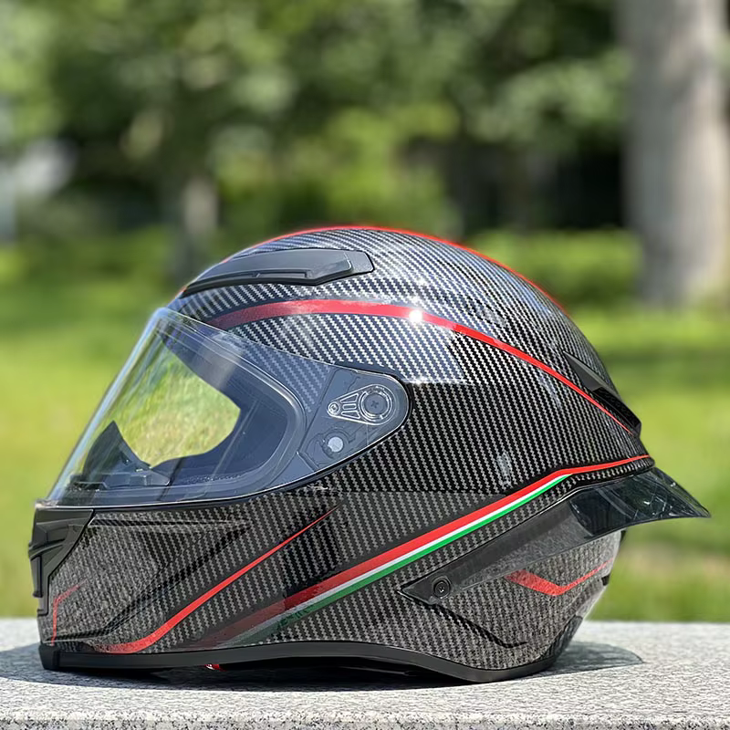 Casque de trajectoire noir rouge, Casque de sécurité à visière unique pour saison de course, Casque 