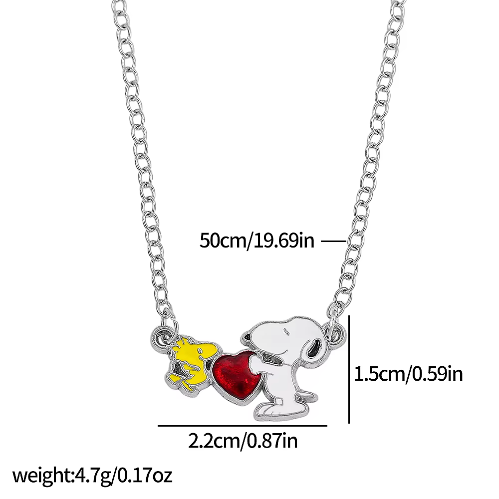 Collier pendentif Snoopy en zircon, article tendance, pour meilleure amie, couple, chaîne de pull, a