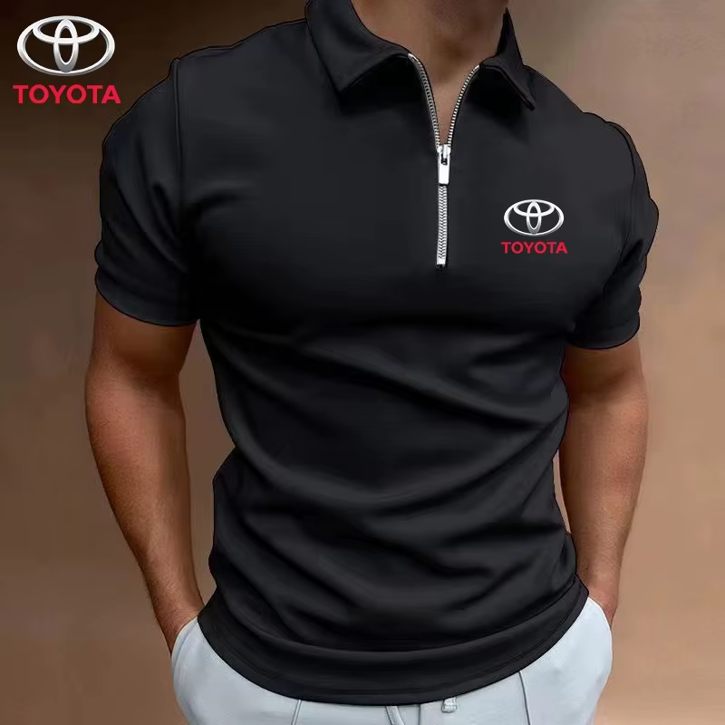 Polo de course Toyota pour homme, col montant, fermeture éclair, confortable, respirant, vêtements d