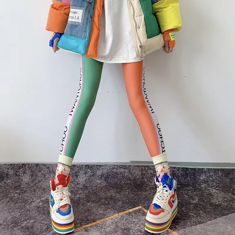 Pantalon élastique graffiti pour femmes, leggings taille haute, streetwear pour filles, vêtements se