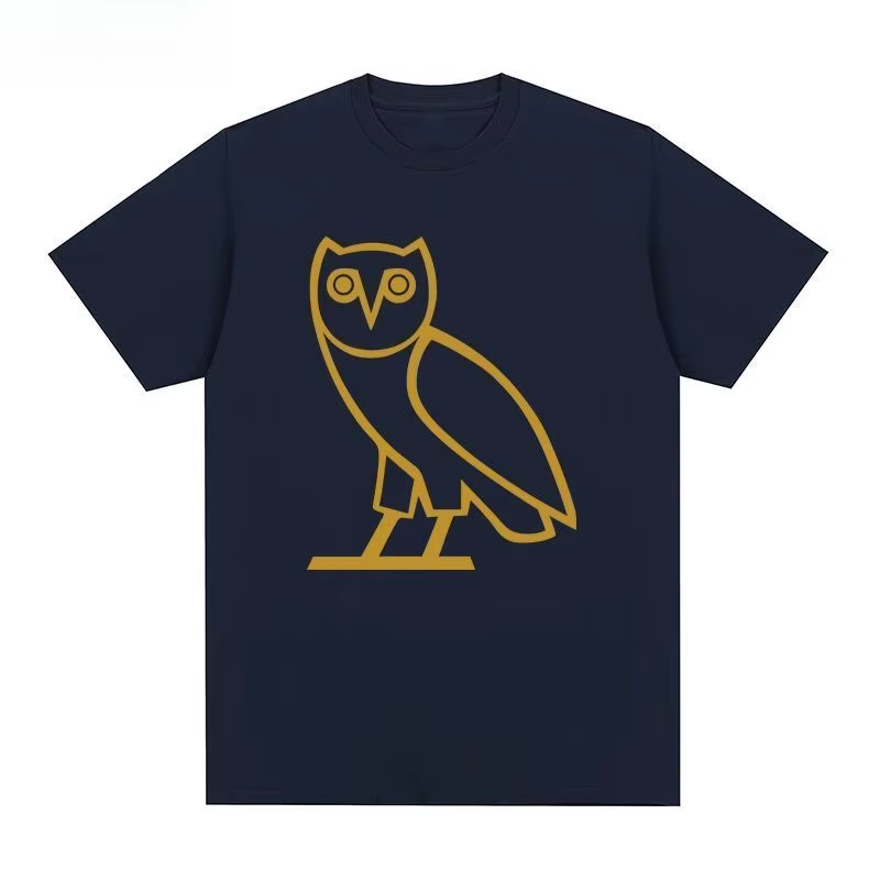 T-shirt Drake Male Duck OVO pour hommes et femmes, col rond, pur coton, manches courtes, style hip-h