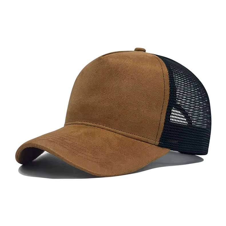 Casquette de baseball en daim avec logo brodé personnalisé, casquette de camionneur en maille respir