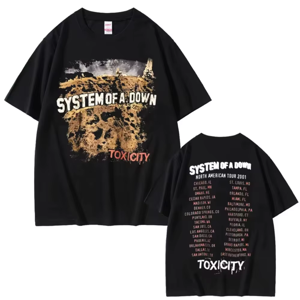 T-shirts vintage du groupe de rock System of A Down Toxicity Tour pour hommes et femmes, t-shirts go