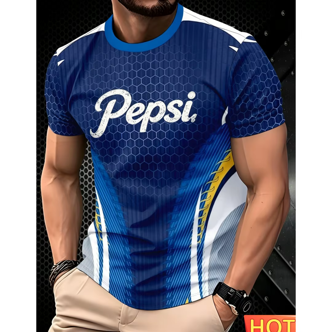 T-shirt de loisirs en polyester pour homme, imprimé lettres, col rond, coupe ample, vêtements de spo