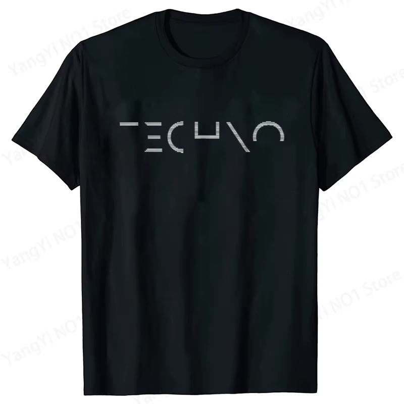 T-shirt Kawayi drôle unisexe, design minimaliste techno pour DJ, fête rave, festival, streetwear d'é