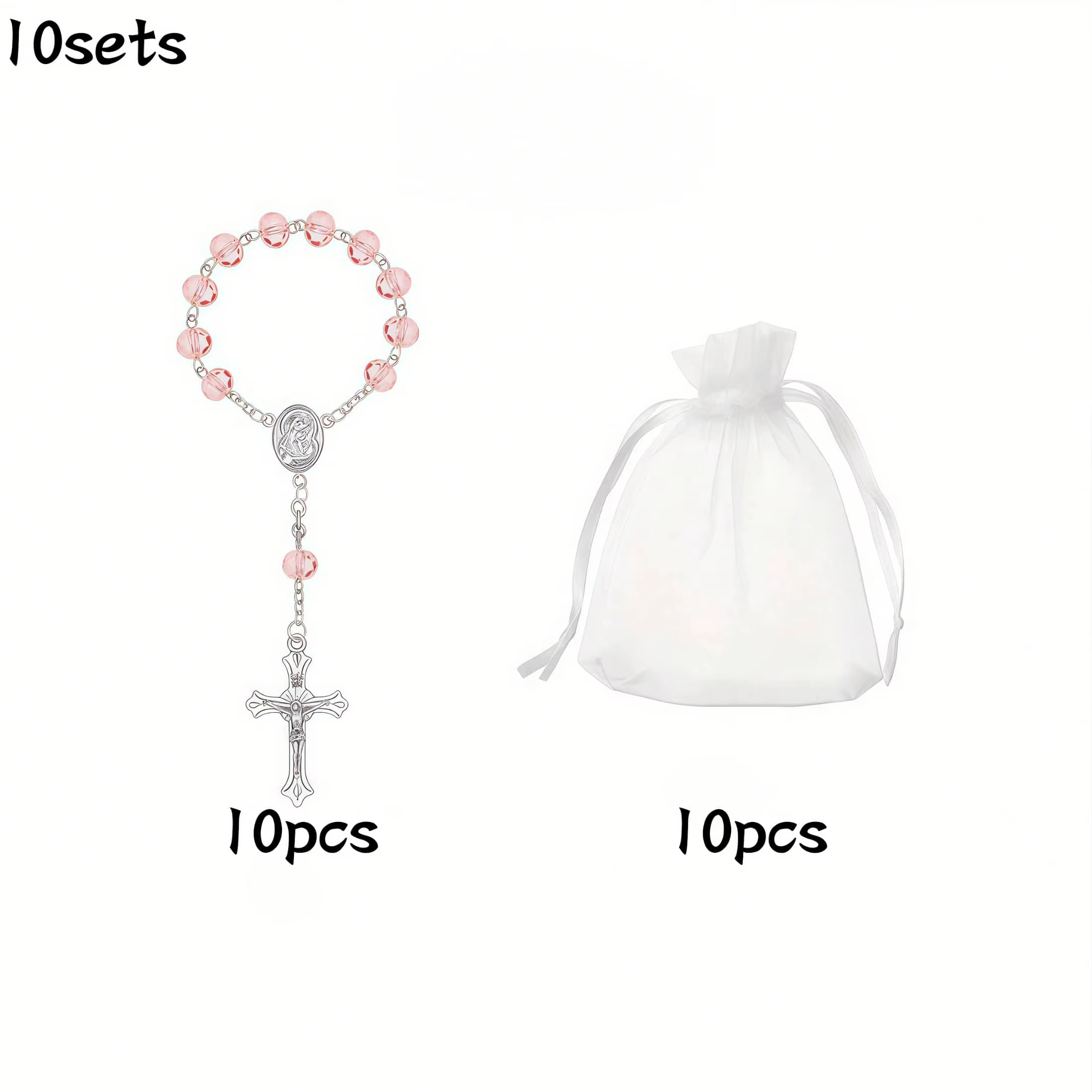 20 Pièces Mini-Rosaires Catholiques pour Baptême, Cadeaux de Baptême pour Invités, Faveurs de Fête, 