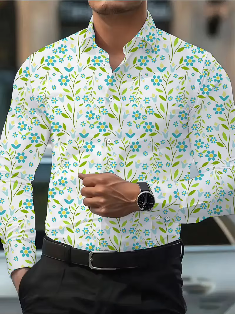 Chemise à manches longues pour hommes, imprimé oiseau 3D, décontractée, mode, confortable, coupe amp