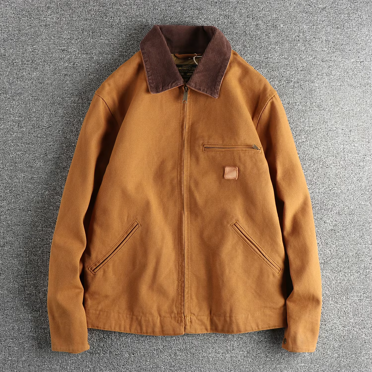 Veste Vintage Tendance en Toile Délavée pour Homme, Manteau de Travail en Tissu