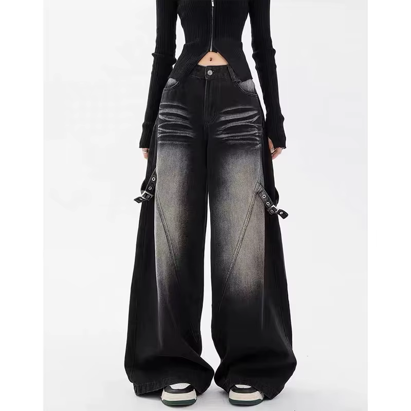 Baggy jean femmes vêtements haute rue mode Hip Hop Vintage taille haute jean femme jambe large décon