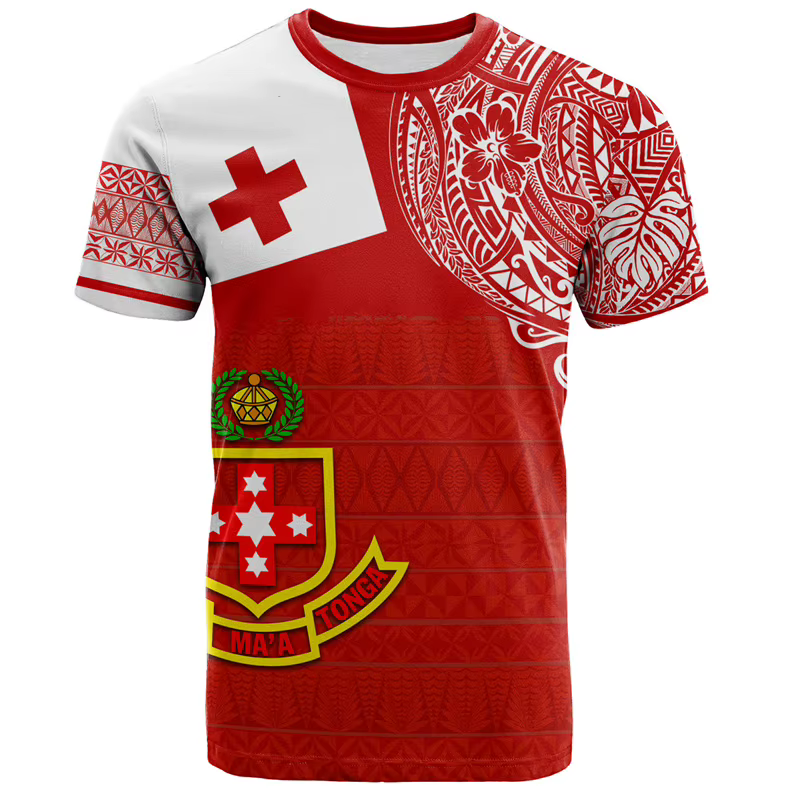 T-shirt imprimé 3D du royaume des tonga pour hommes, mode estivale Harajuku, fête nationale concentr