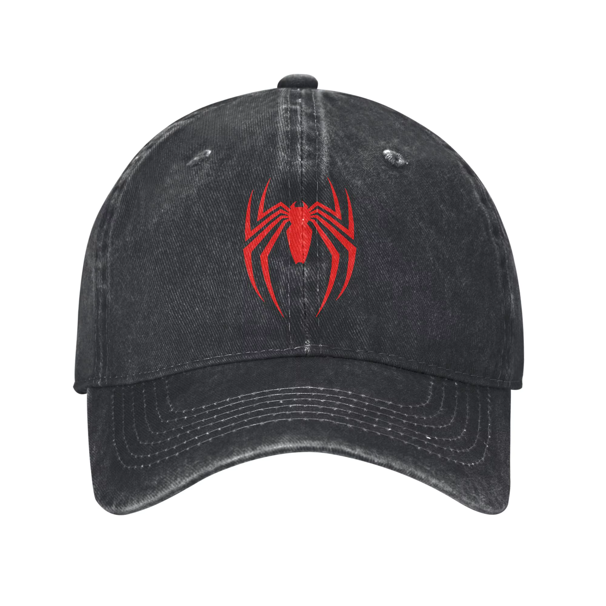 Casquettes de baseball Spider en denim vintage délavé, style unisexe, pour activités de plein air, c