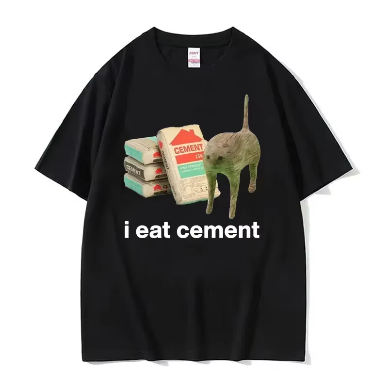 Je mange du ciment chat malte drôle Meme t-shirt femmes mode Humor à manches courtes t-shirts mâle h