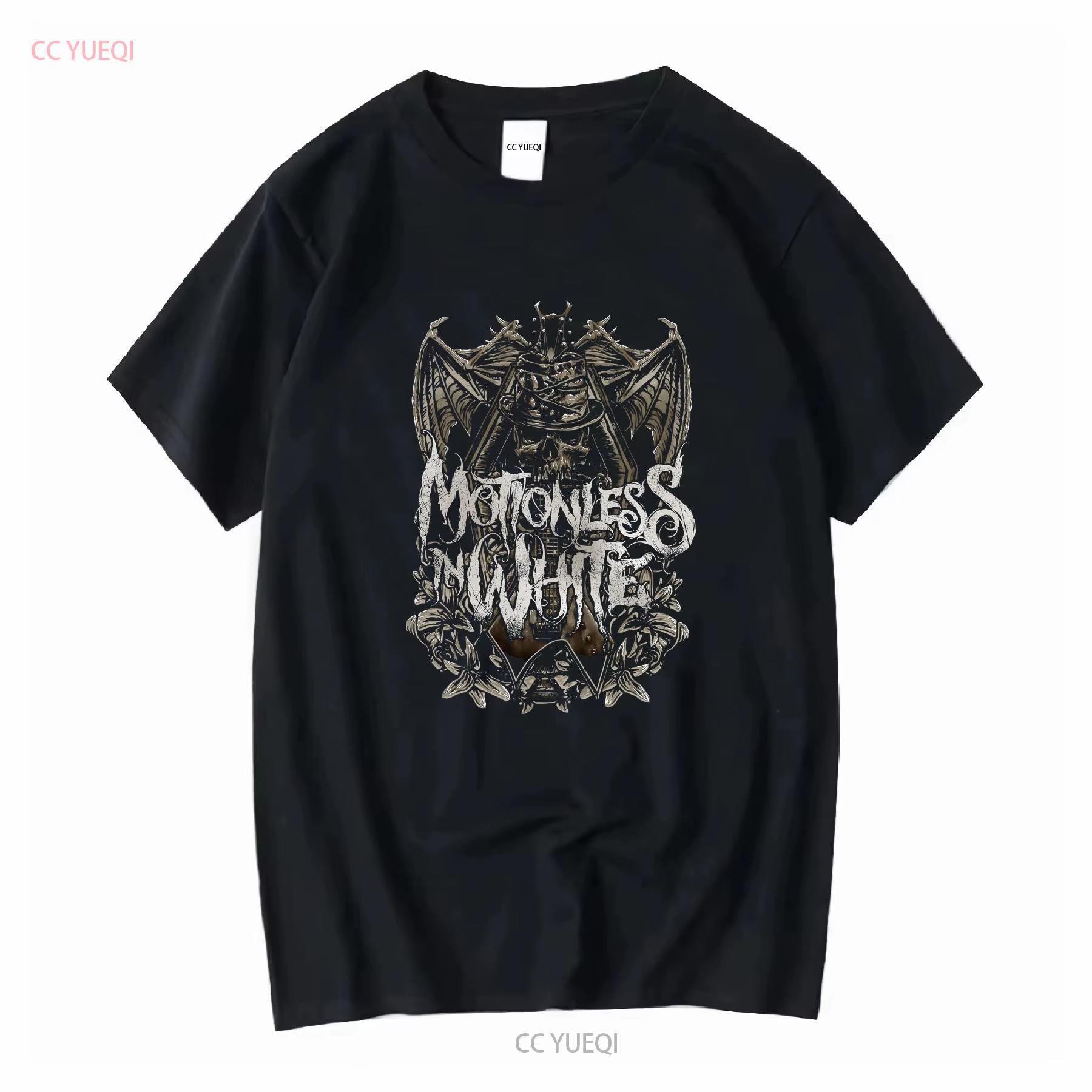 Immobile en blanc noir t-shirt sans étiquette vintage lavé graphique étiré homme élégant unisexe res