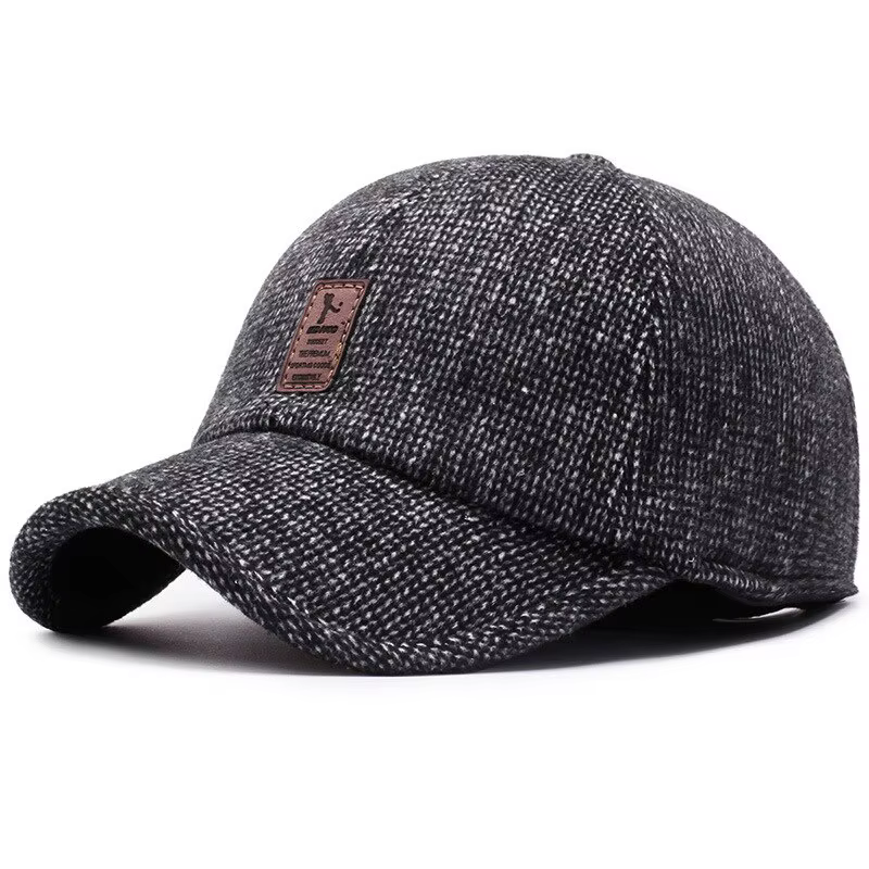 Casquette de baseball épaisse en laine avec oreillettes pour homme, couvre-oreilles, chapeaux de gol