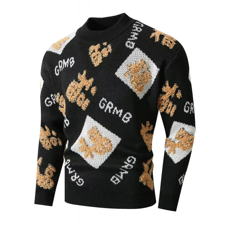 Pull de Noël à col rond pour hommes, manches longues, pull de Noël tricoté décontracté unisexe, vête
