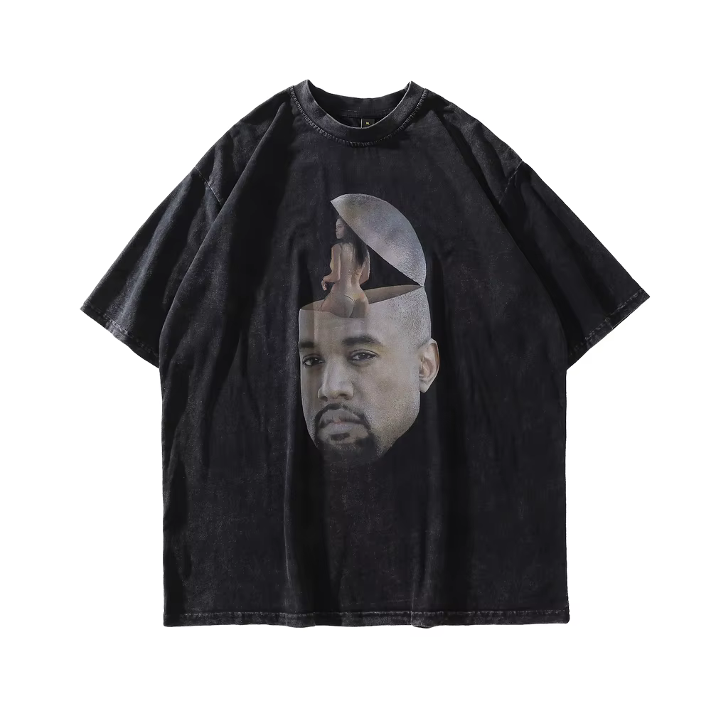 T-Shirt Streetwear pour hommes, style Hip Hop, impression de Portrait humoristique, délavé et surdim