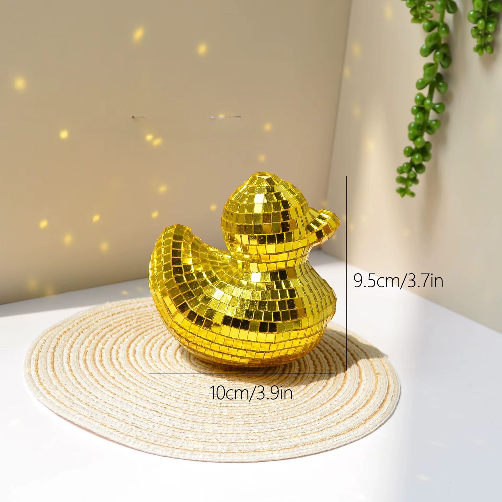 Ornement Disco amusant de bureau, canard jaune, boule Disco, miroir de canard, décoration en verre, 