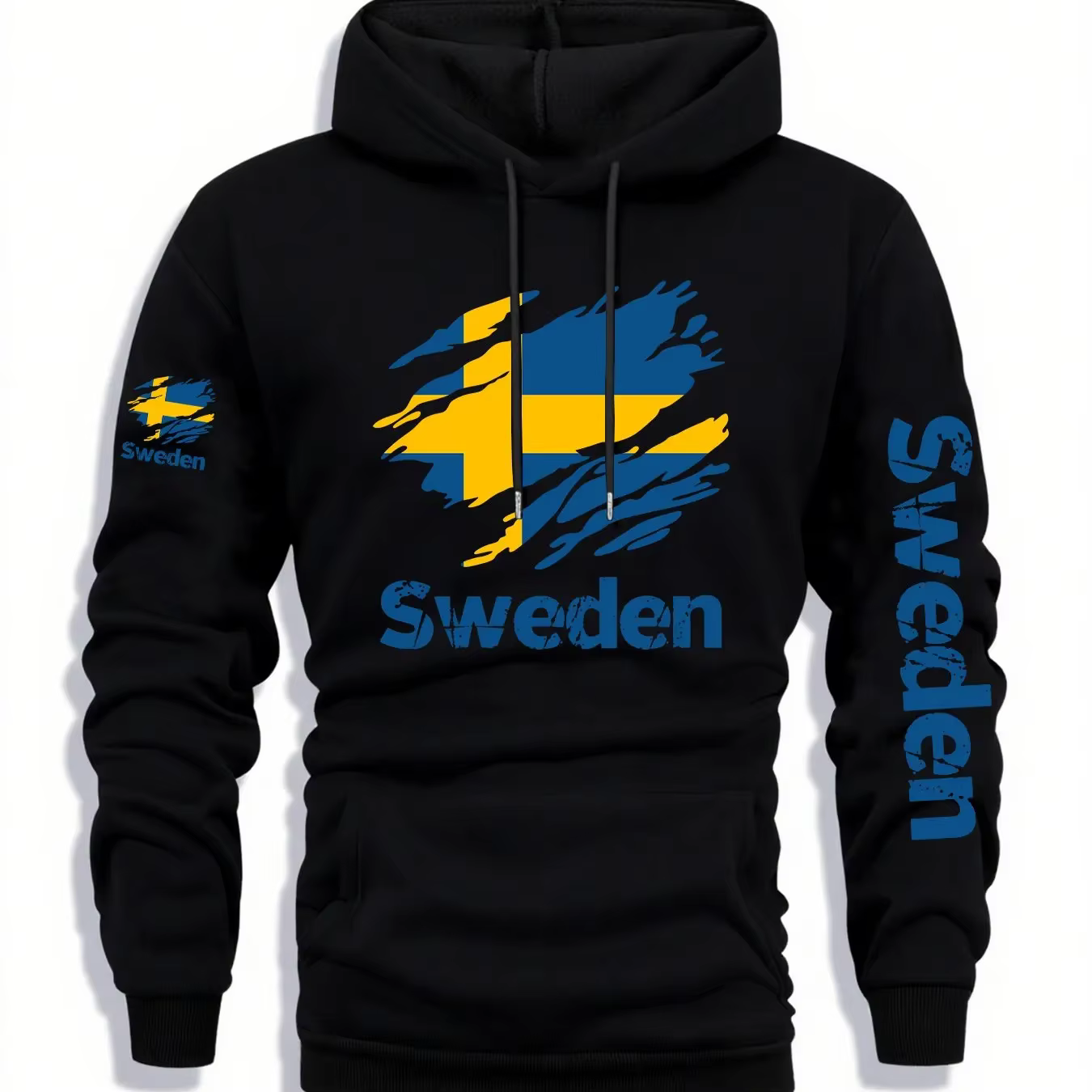 Sweat-shirt à capuche pour hommes avec imprimé drapeau suédois, adapté pour l'automne et l'hiver, po