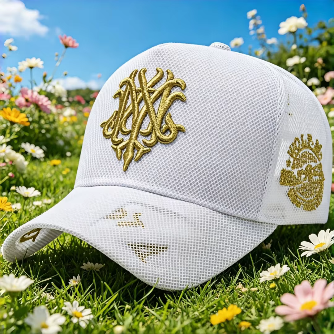 Casquette Trucker en Maille Respirante avec Broderie Gothique, Chapeau d'Été Réglable pour Hommes et
