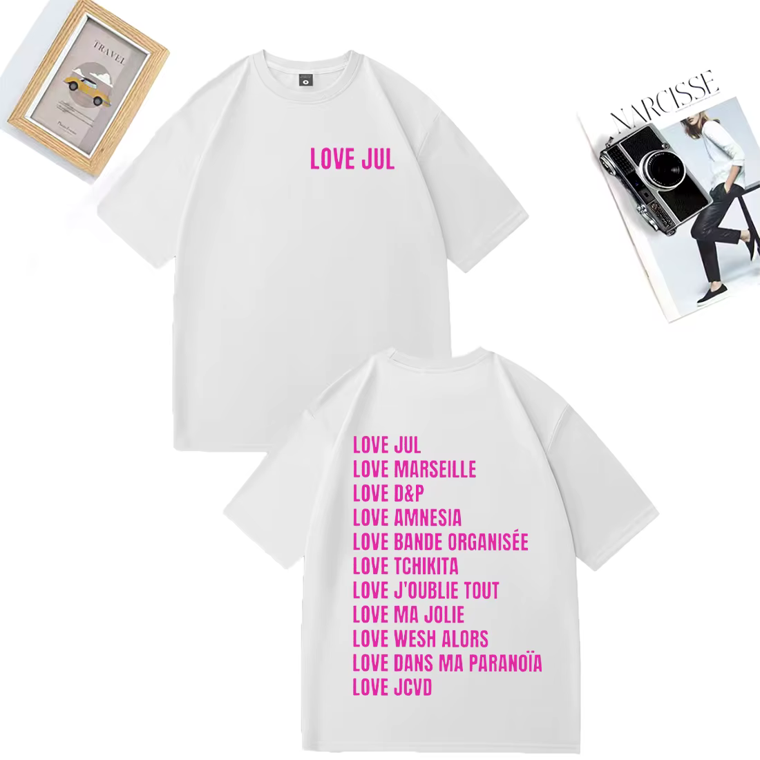 Love Jul T-Shirt-marseille Rap Fan cadeau hommes femmes rue Hip Hop mode surdimensionné t-shirts vin