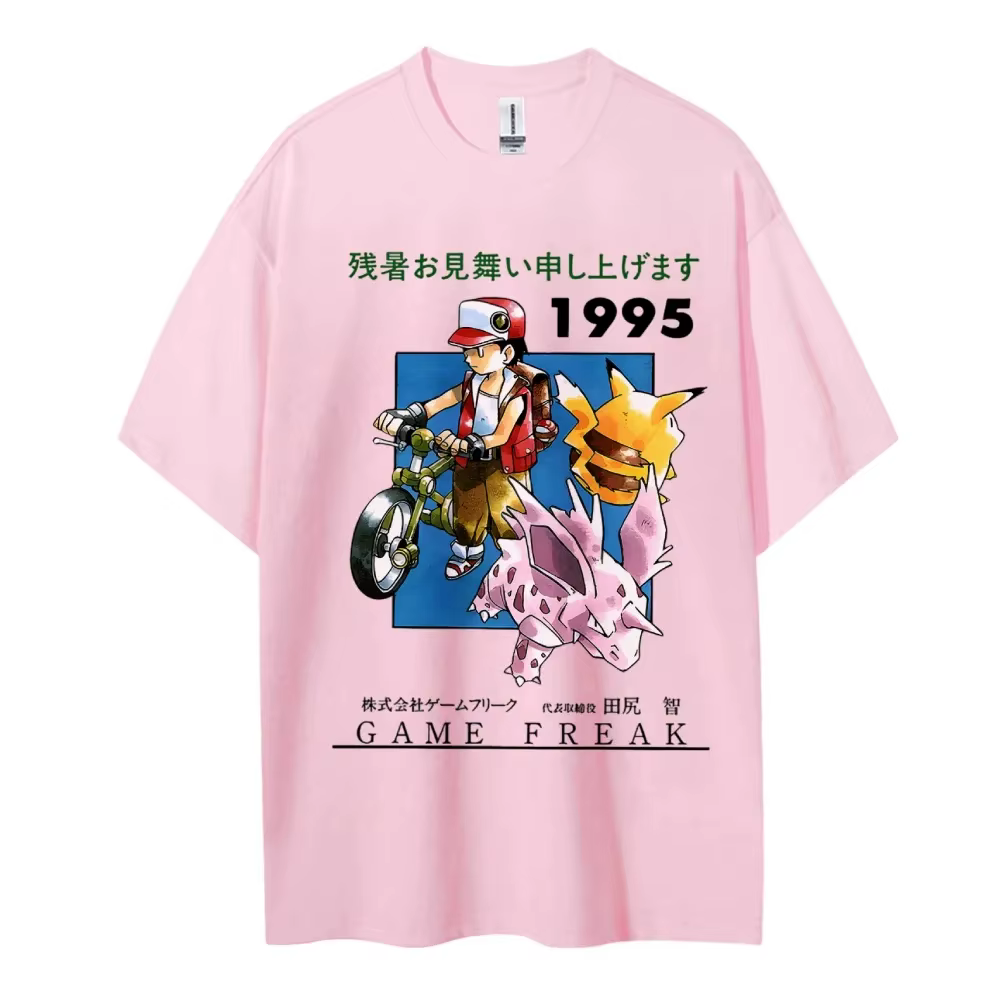 Pokemon T-shirt hommes pur coton décontracté col rond T-shirt à manches courtes vêtements été sport 