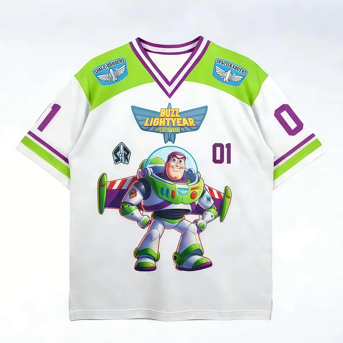 Toy Story Ice Hocky Player Jersey Buzz Lightyear T-shirts pour hommes et femmes, coupe ample, manche