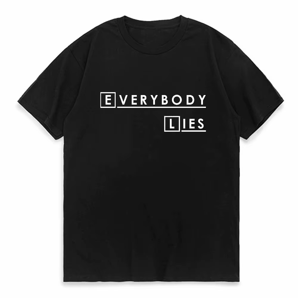 T-shirt à manches courtes et col rond House MD Everybody Lies Hugh Laurie, Streetwear Harajuku, resp