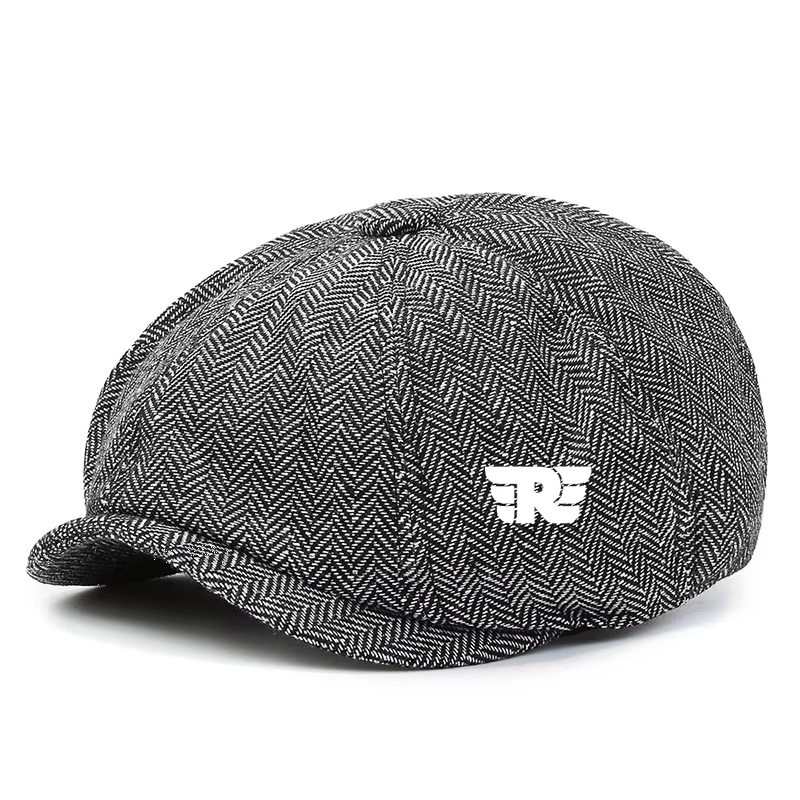 Casquette plate rétro pour homme, logo royal, béret britannique, mélange de laine, vintage, tweed à 