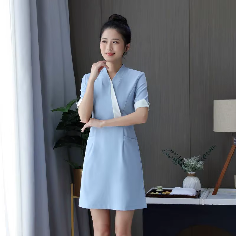 Nouveau Vêtements de travail pour esthéticienne robe féminine bain de pieds SPA Club de santé Salon 