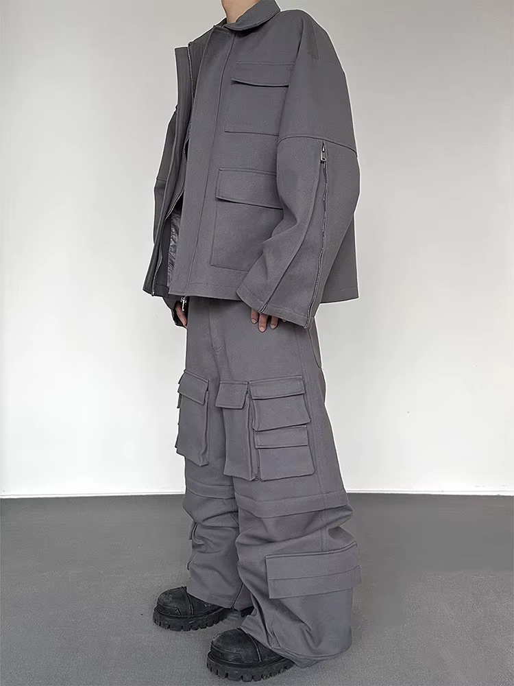 Mauroicardi-Pantalon Cargo Cool à Jambes Larges pour Homme, Streetwear Décontracté avec de Nombreuse
