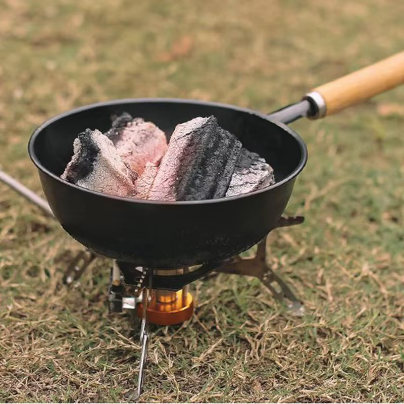 Pot de démarrage à charbon avec manche en bois, démarreur de gril extérieur, grils portables, fours,