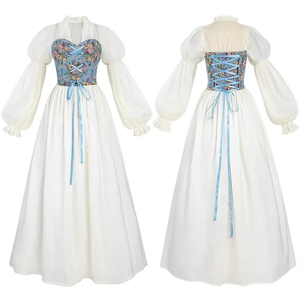 Costume médiéval de palais pour femmes, Robe de noël Vintage Victoria à lacets, longue Robe de fête 