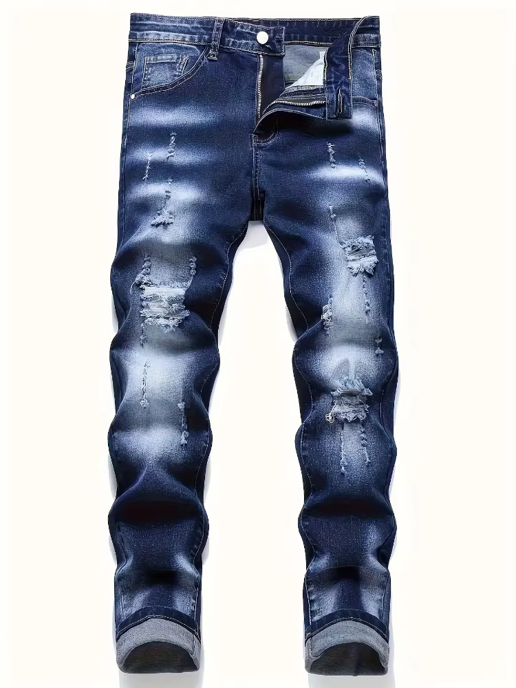 Pantalon de moto pour hommes, jean slim déchiré Hip Hop, respirant, décontracté, mode, pantalon en D
