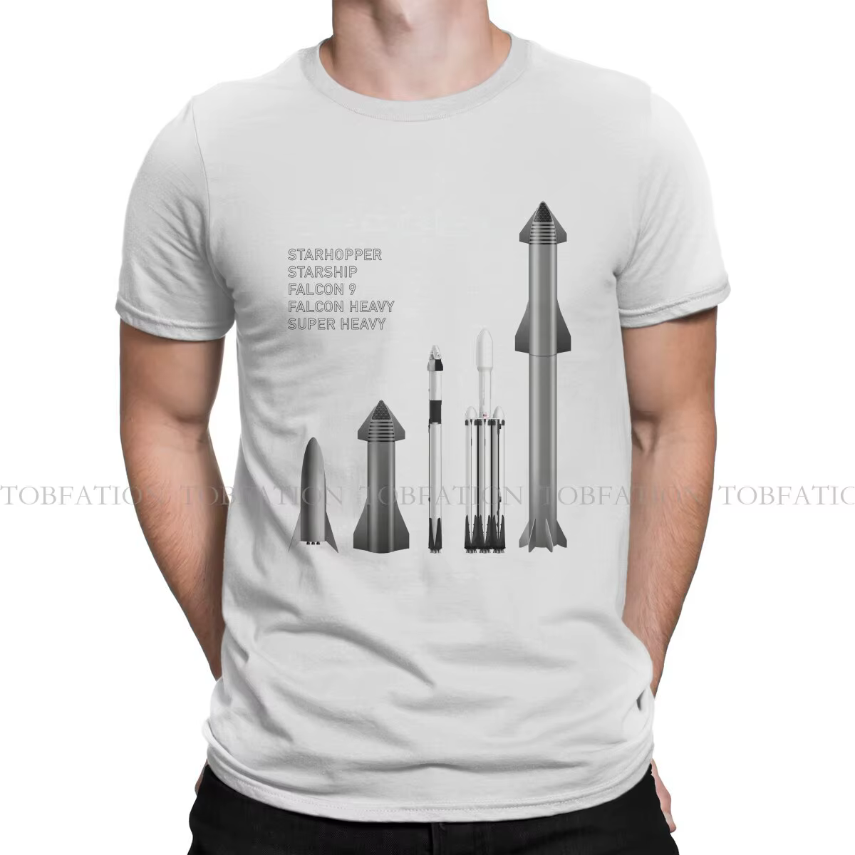 SpaceX-T-shirt en coton à col rond pour homme, avec motif de Raptor Starship, Super Falcon 9, Punk