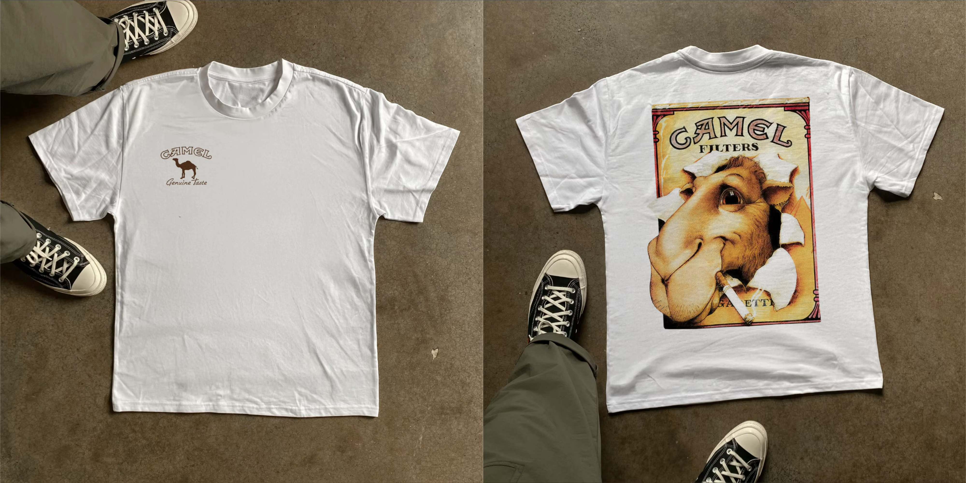 T-shirt vintage camel pour hommes et femmes, motif cigarette rétro, coton, manches courtes, streetwe