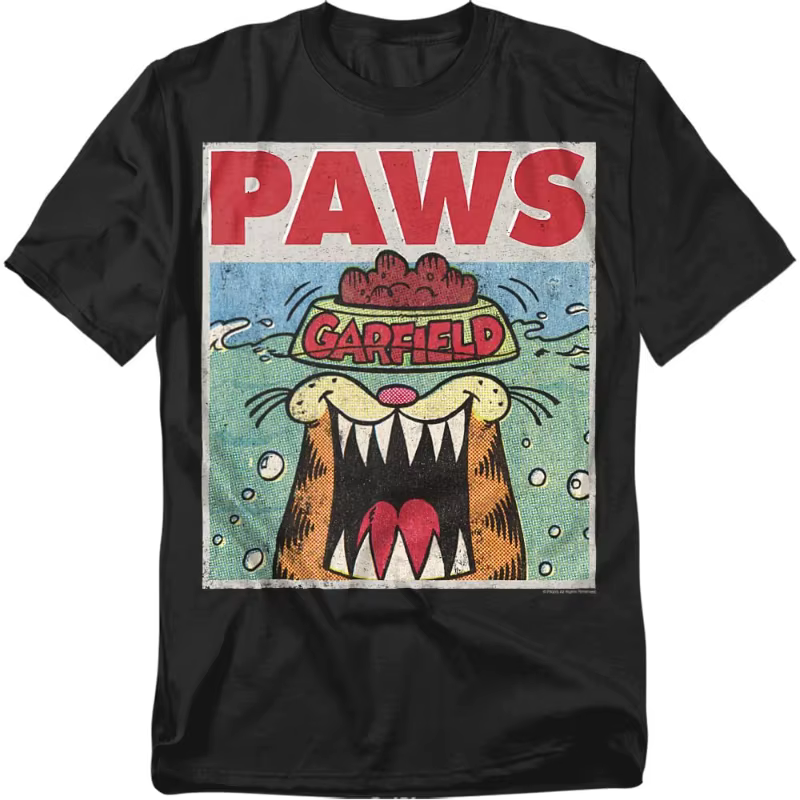 T-shirt parodie Garfield Paws Jaws, nouvelle collection été 2026, pour femme, style vintage, coupe a