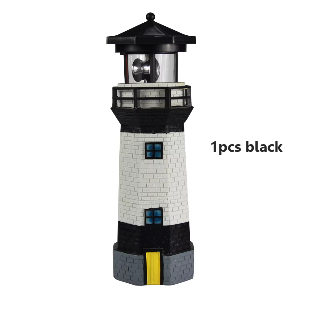 Phare solaire LED, lumière de jardin, clôture, cour, ornement extérieur, balise, lampe rotative, déc