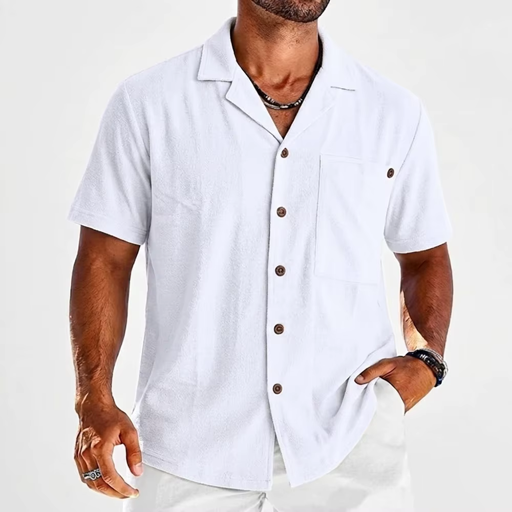 Chemises hawaïennes en lin à manches courtes pour hommes, t-shirts légers et respirants pour l'été, 