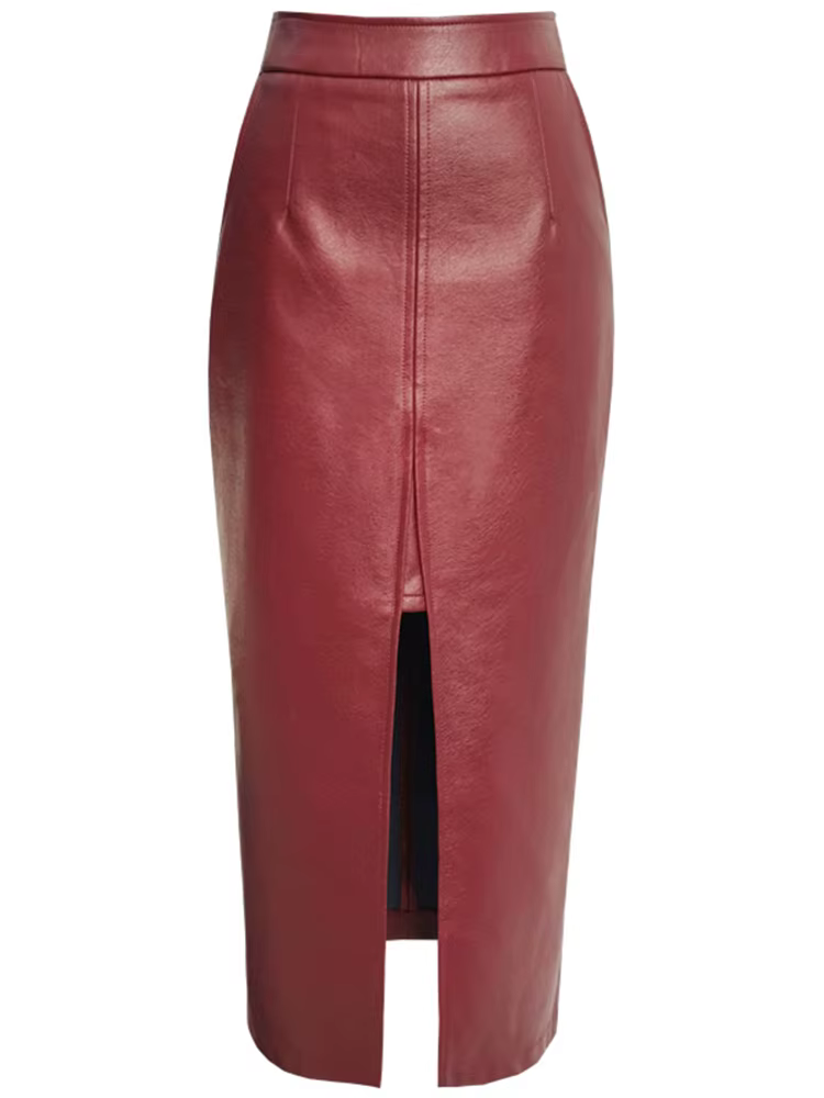 Lautaro printemps luxe concepteur Faux cuir veste femmes ceintures vin rouge Cape châles pour femmes