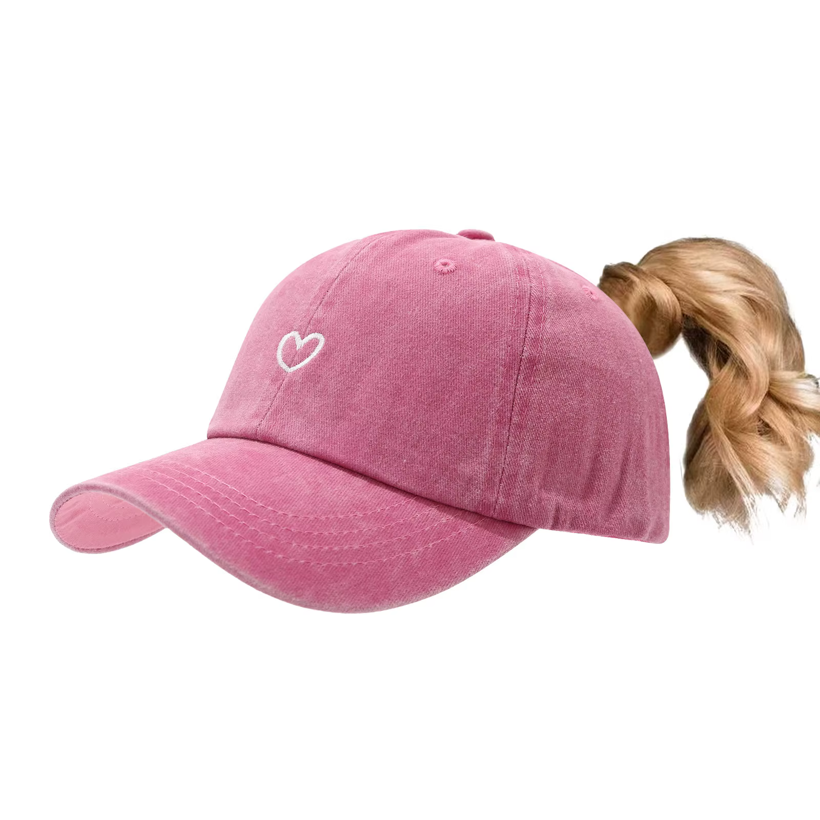 Casquettes pour queue de cheval pour femmes - Casquette de baseball effet vieilli avec trou pour que