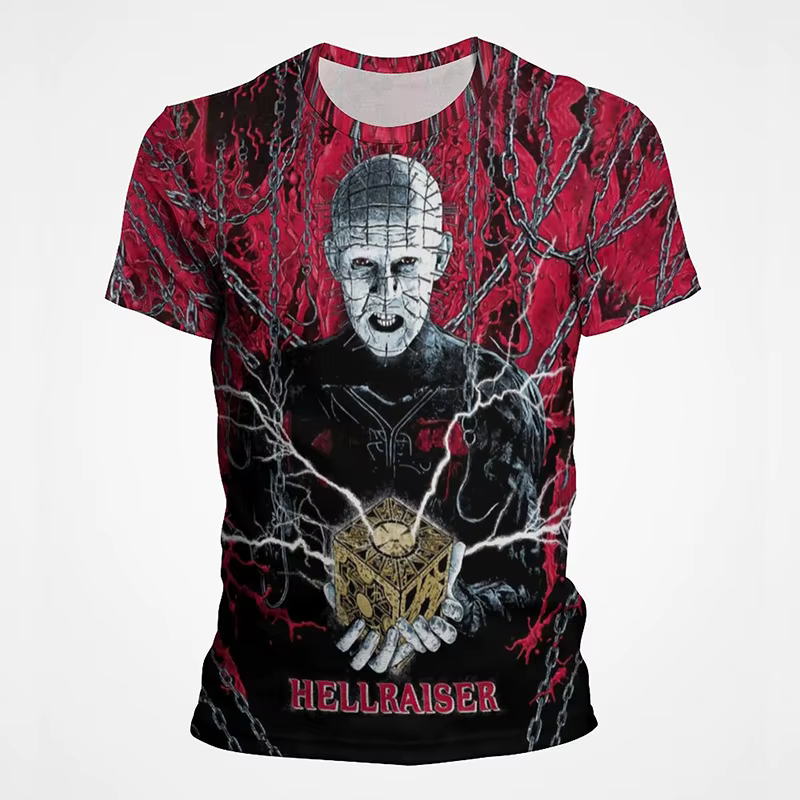 Film d'horreur Hellraiser 3D imprimé T-Shirts hommes femmes décontracté mode surdimensionné à manche