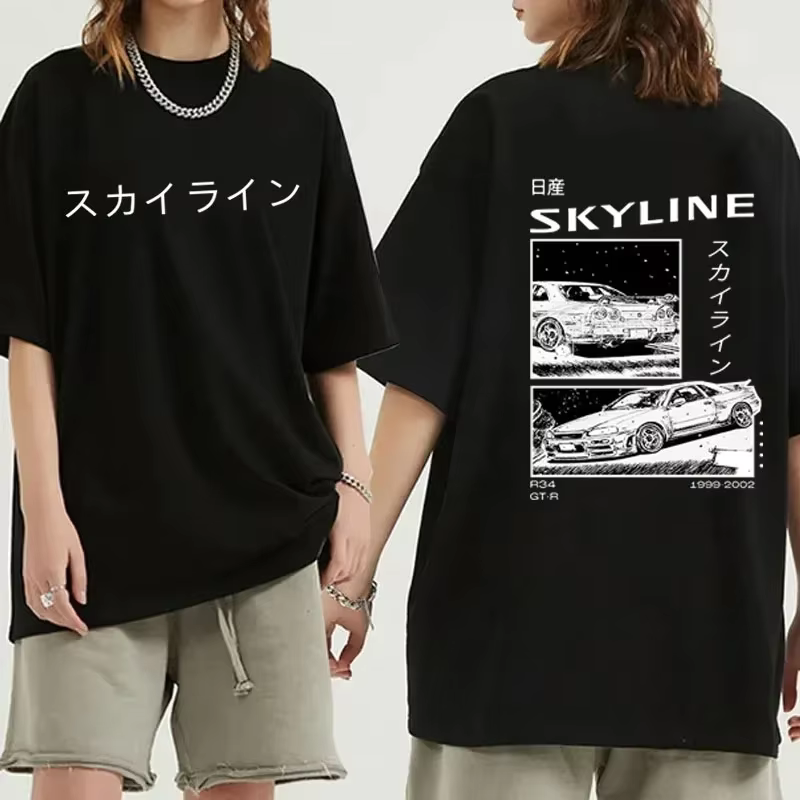 2024 mode coton T-Shirt dérive japon Anime AE86 Inifirst D été T-Shirt style décontracté R34 horizon