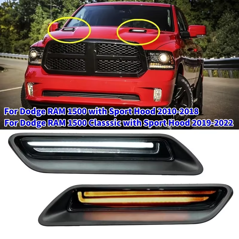 Lampe de décoration de lunette de capot moteur à LED pour voiture, feux de signalisation dynamiques 